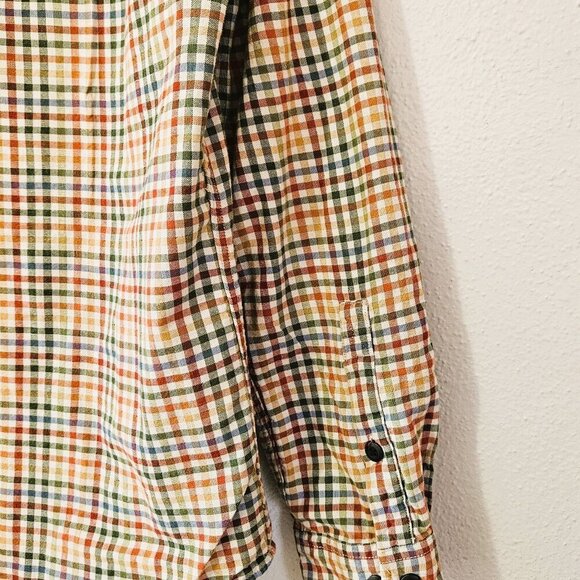 L. L Bean Men's Casual Multicolored Checked Chambray Lined Shirt Size M - Picture 5 of 7